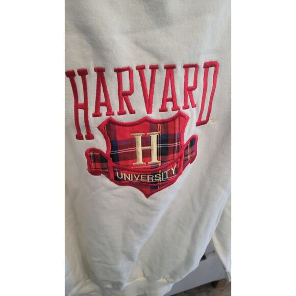 Vtg TSI USA Harvard University Crewneck Sweater– Size L – Cream/Ivory – Stained - Picture 2 of 7